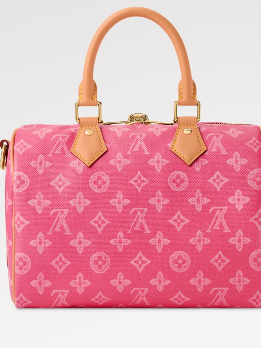 Louis Vuitton Pink Monogram Speedy Bandoulière with Tan Leather Trim